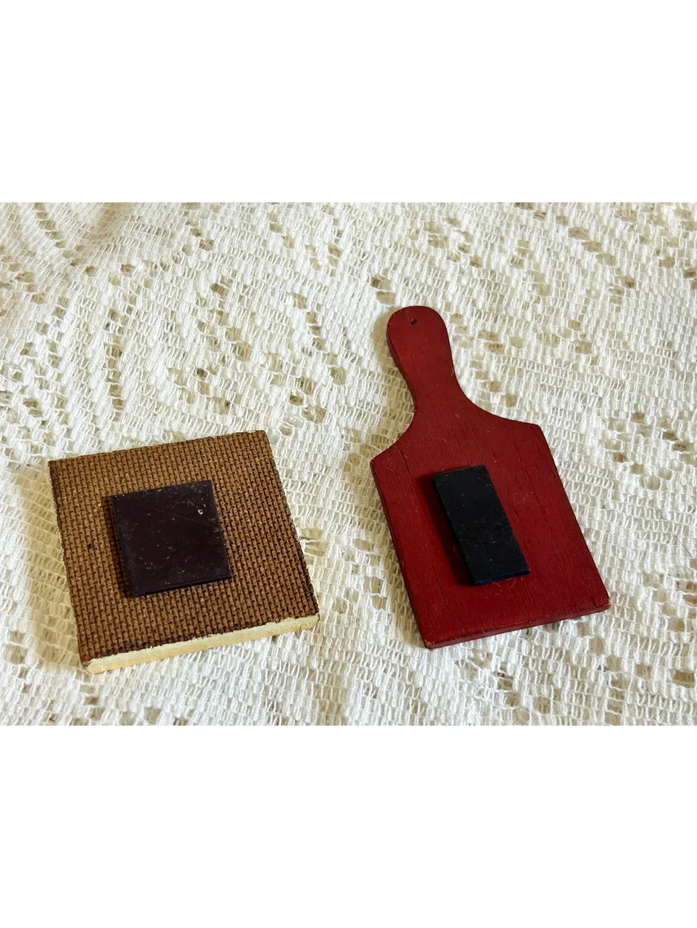 Set of 2 Hand-Painted Wooden Refrigerator Magnets